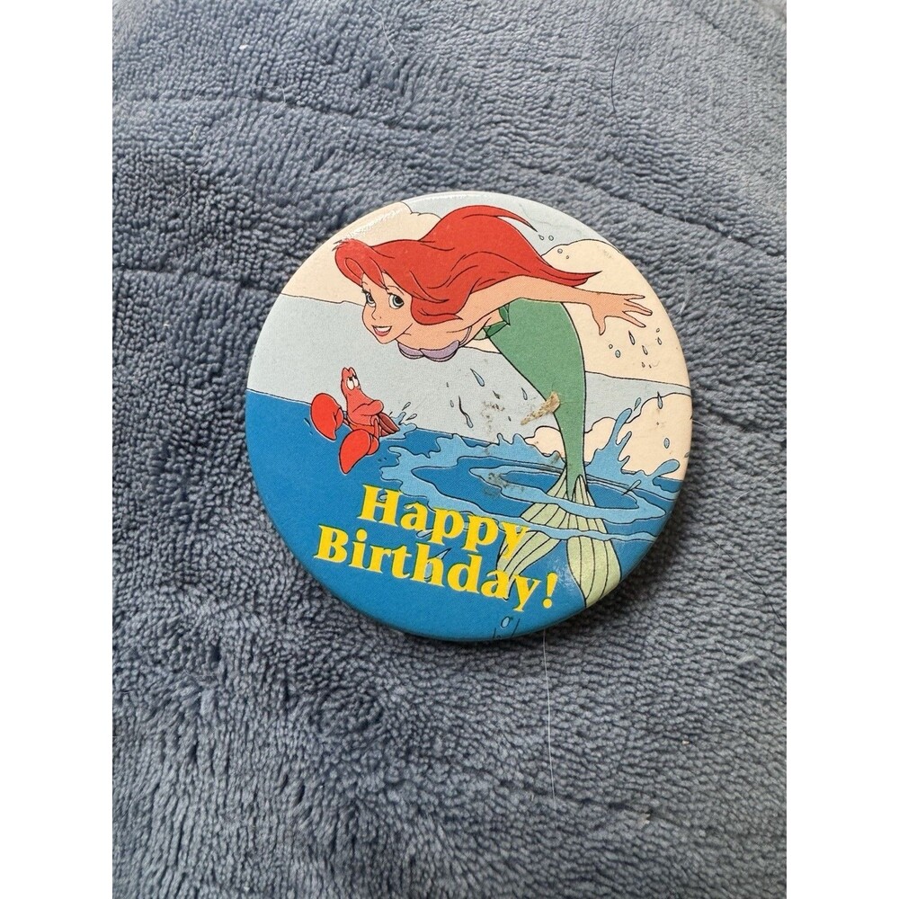 Vintage- Little Mermaid Happy Birthday Pins Walt Disney Princess Ariel